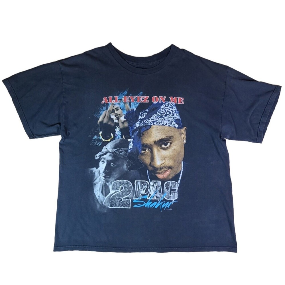 Tupac All Eyez On Me Shirt 2pac Cotton T-Shirt Distressed Hip Hop Rap Apparel
